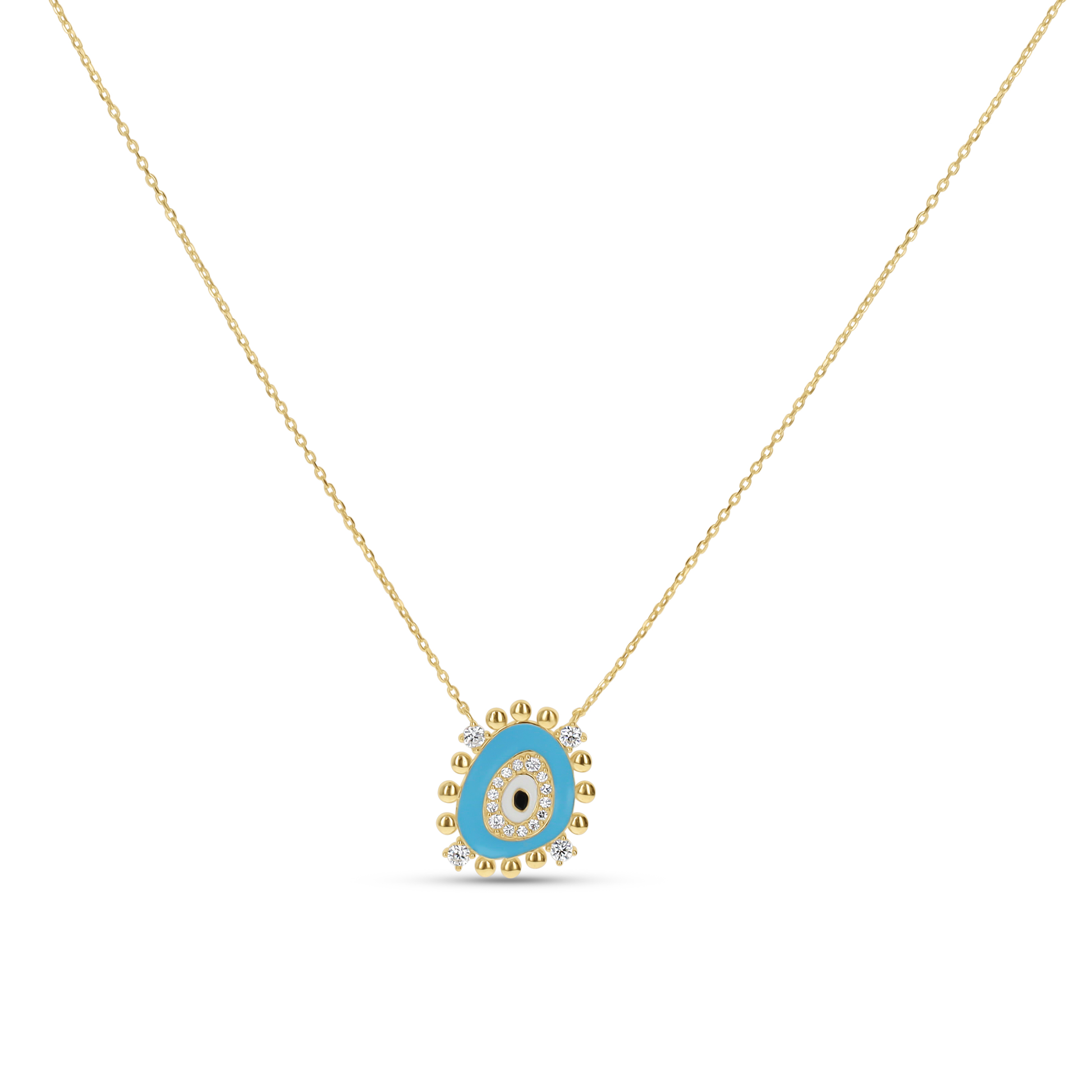Blue Evil Eye Statement Necklace in Gold From Alexandra Marks Jewelry