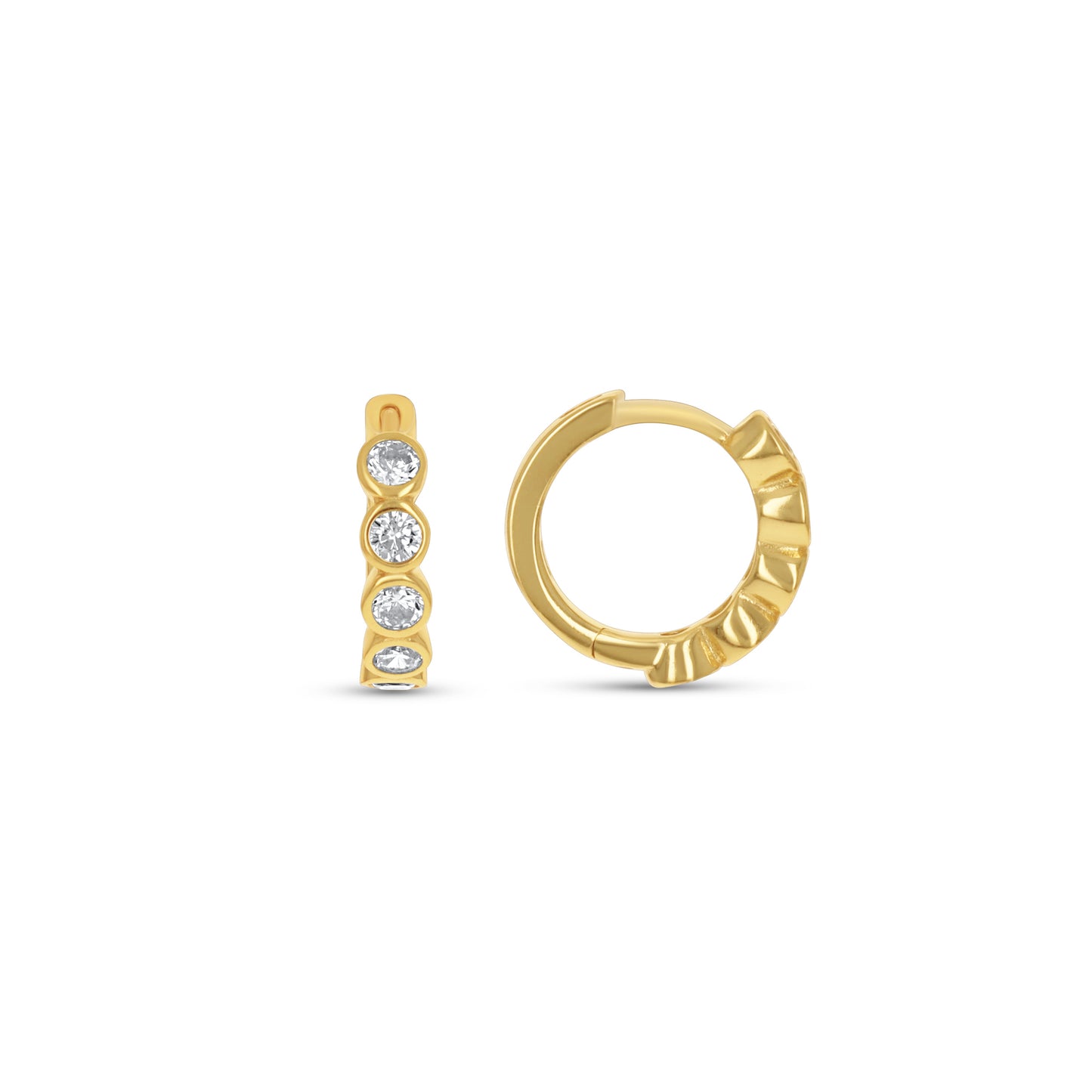 Simple Bezel Set CZ Hoops from Alexandra Marks Jewelry