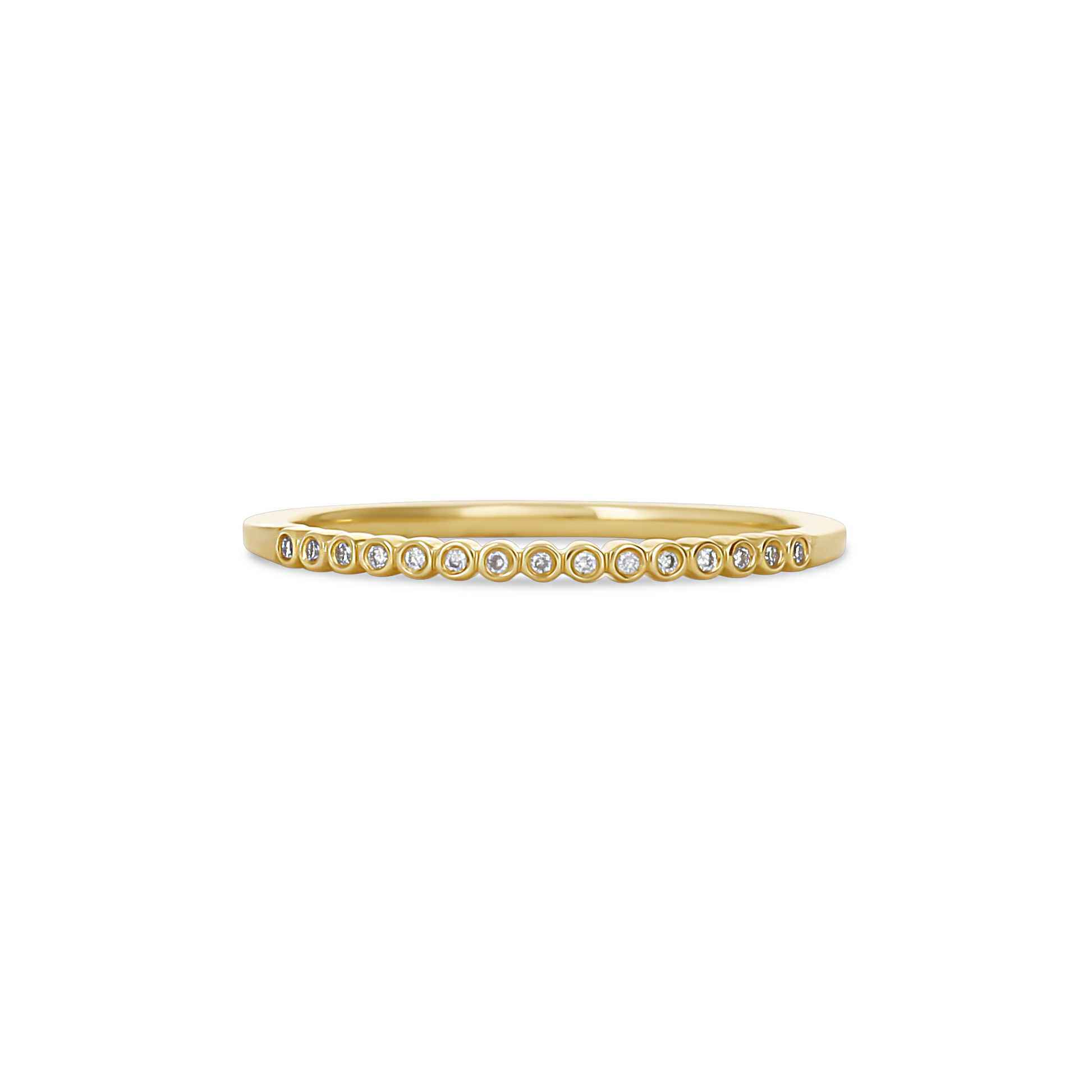 Simple Diamond Bezel Set Stacking Ring in 14kt Yellow Gold from Alexandra Marks Jewelry