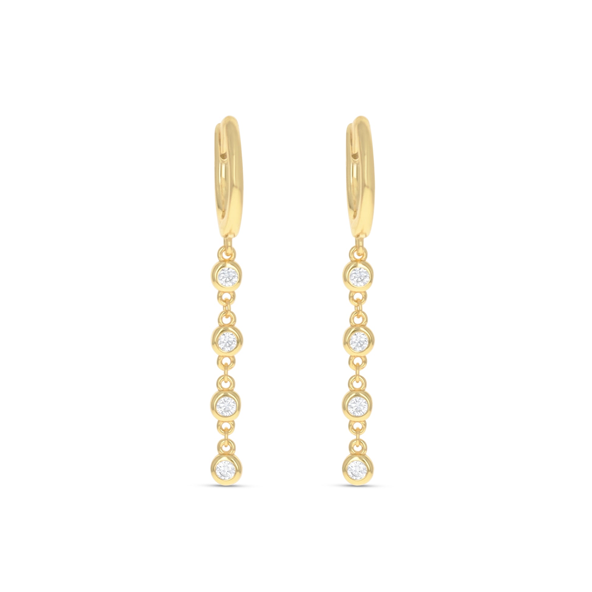 CZ Drop Hoop Earrings in Gold from Alexandra Marks Jewelry