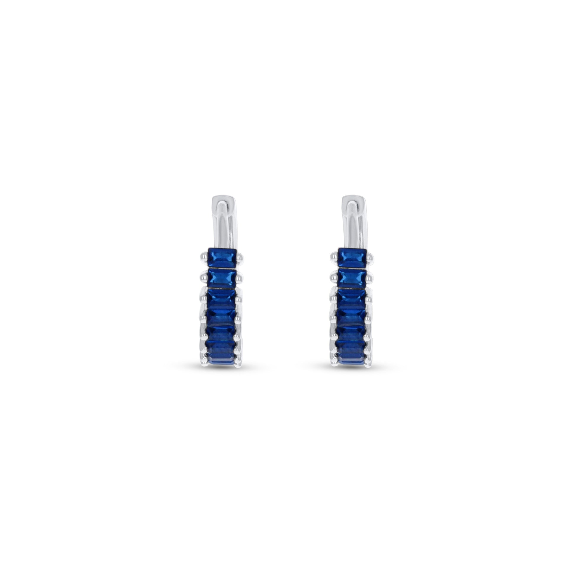 Blue Sapphire CZ Huggie Hoop Earrings - Alexandra Marks Jewelry