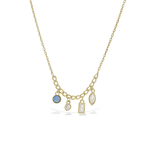 Blue Opal and CZ Gold Charm Necklace from Alexandra Marks Jewelry
