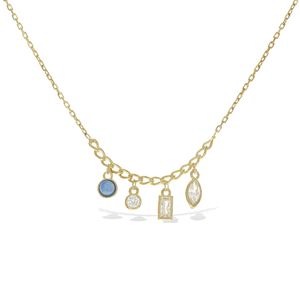 Gold Opal Charm Necklace 