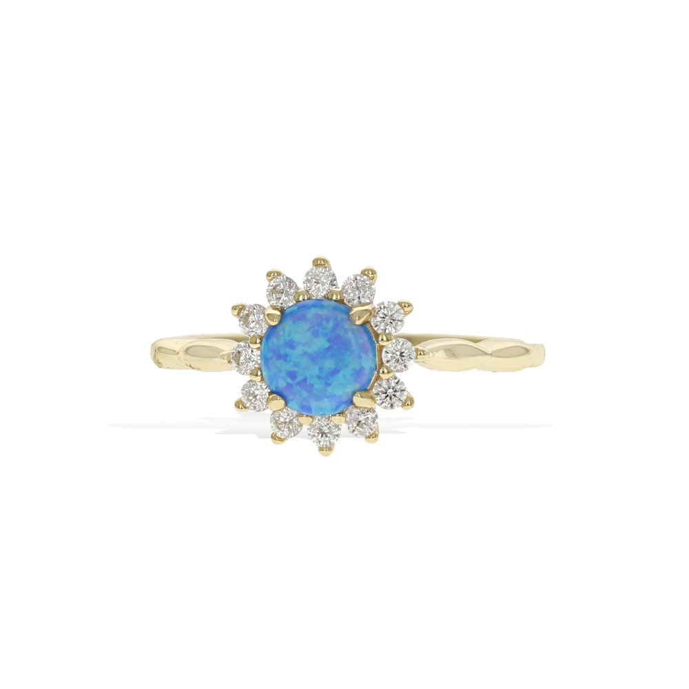 
            
                Load image into Gallery viewer, Blue Opal Ring in Gold | Alexandra Marks Jewelry
            
        