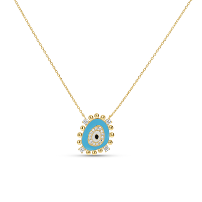 Gold Dainty Necklace With Blue Evil Eye Detail From Alexandra Marks Jewelry