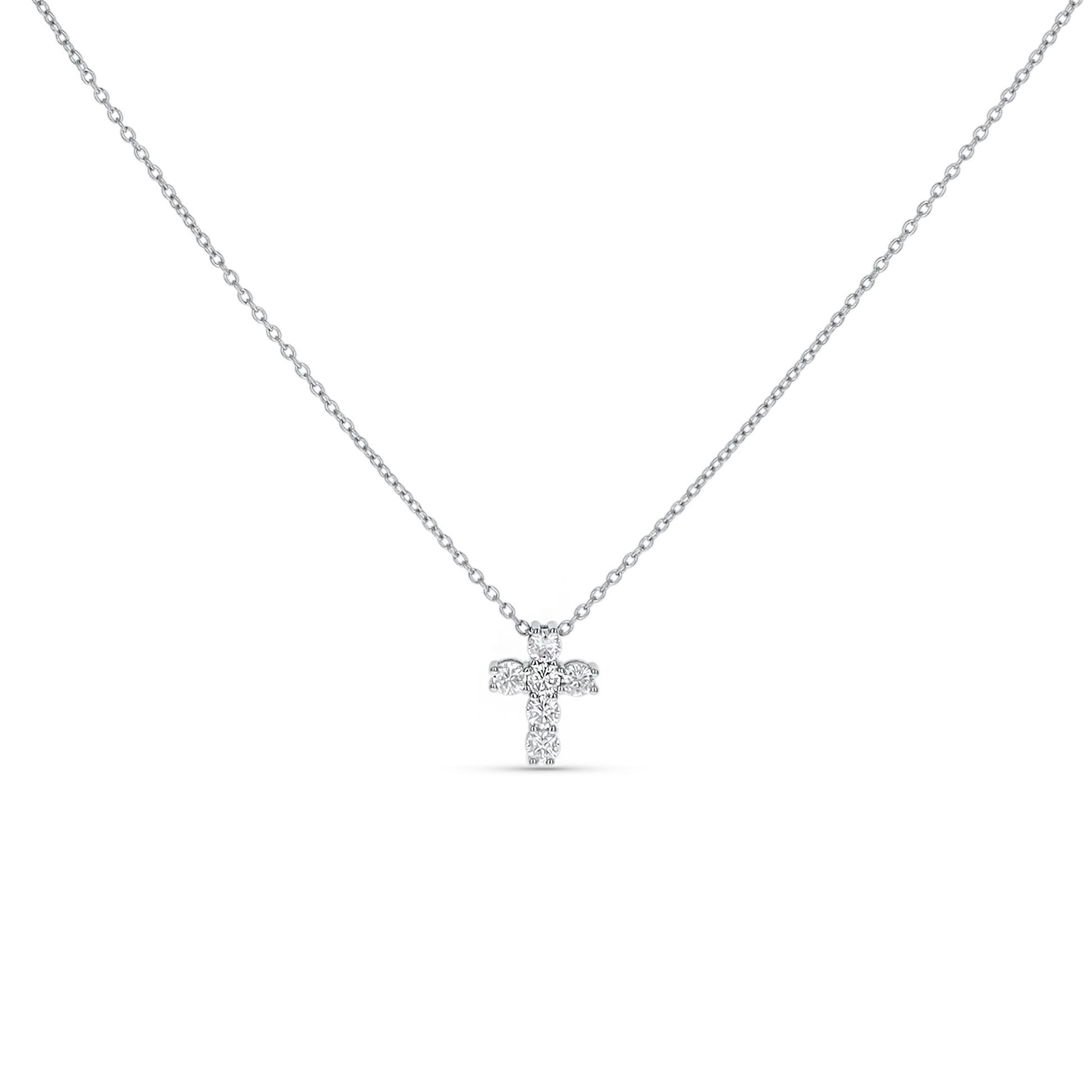 Sterling Silver CZ Cross Necklace from Alexandra Marks Jewelry. 