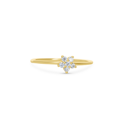Tiny CZ Flower Dainty Ring in Gold From Alexandra Marks Jewelry. 