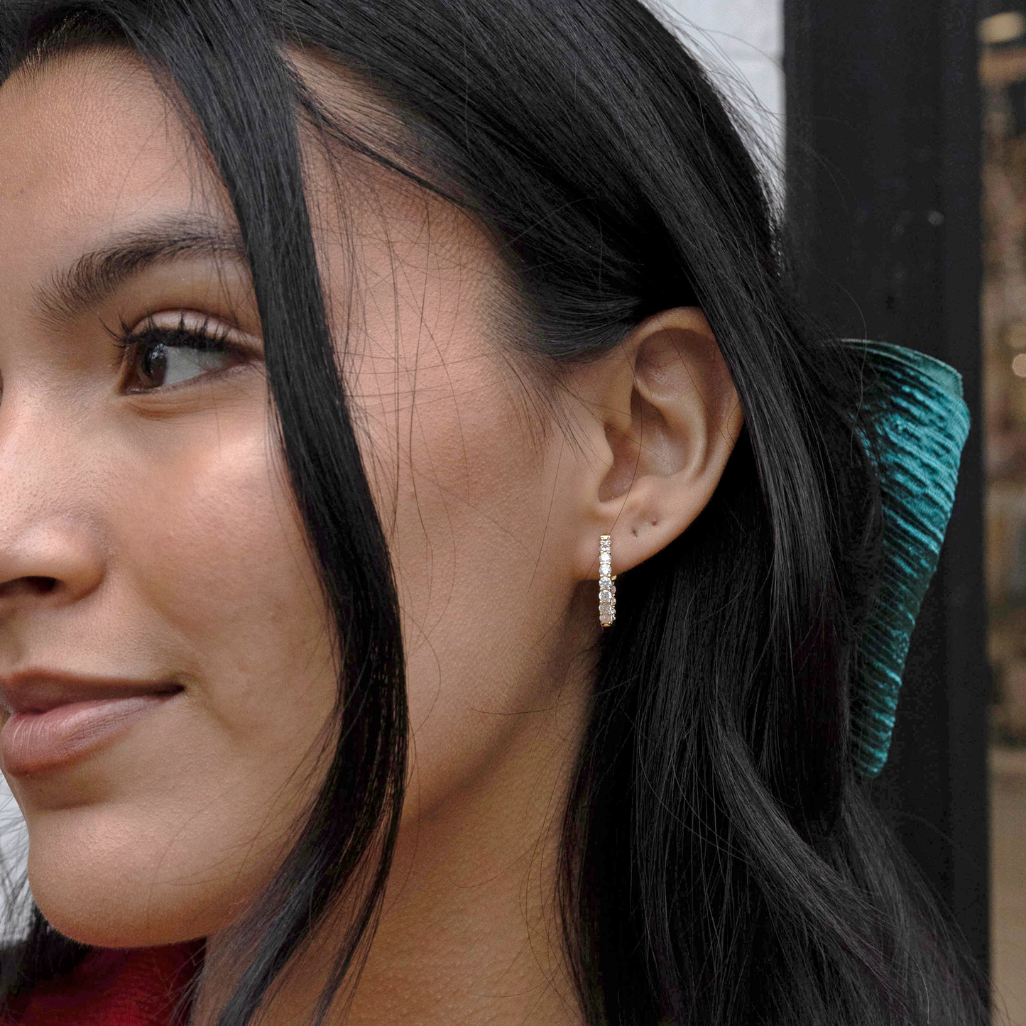 Gold Classic CZ All Around Hoop Earrings