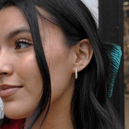 Gold Classic CZ All Around Hoop Earrings