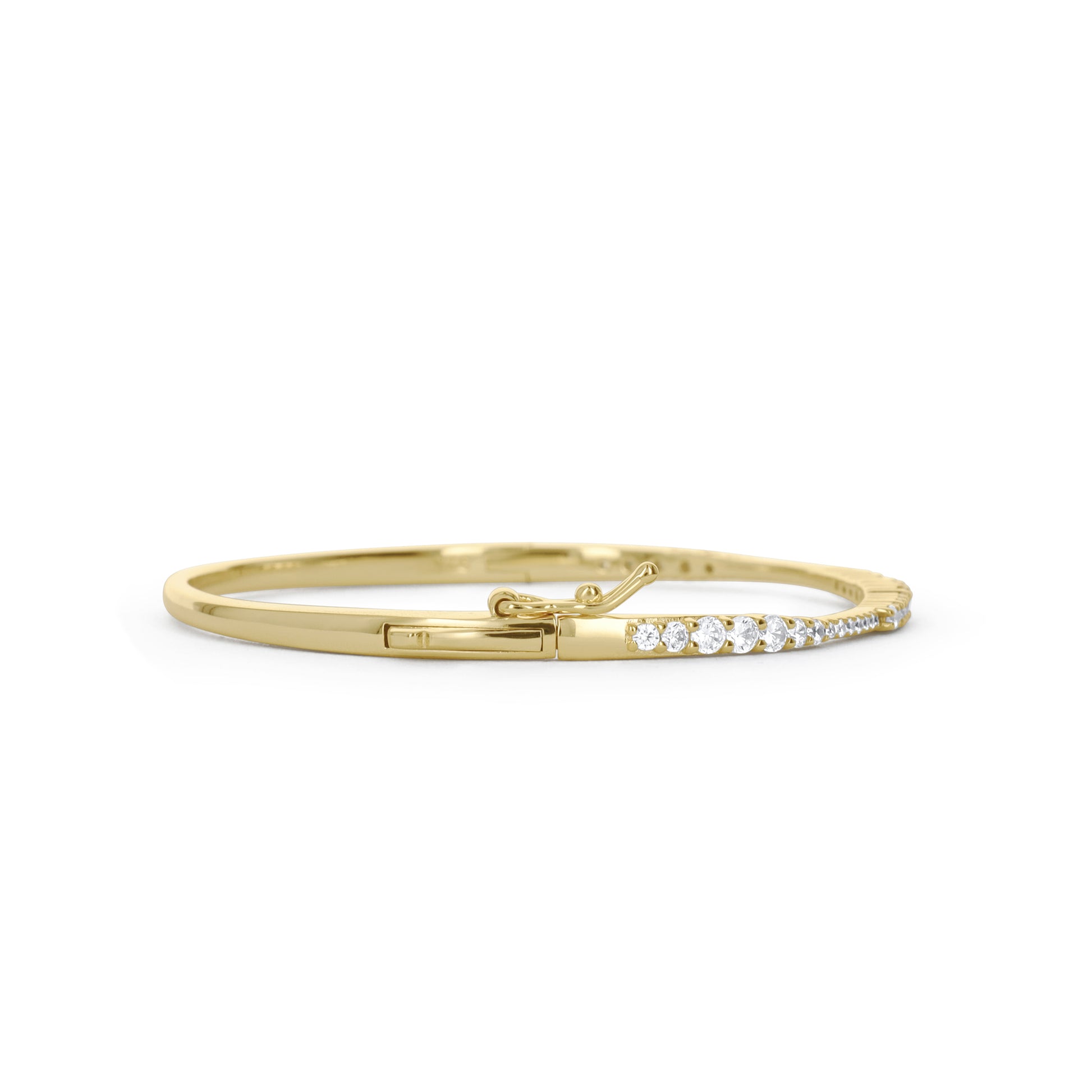 Gold Push Button Bangle CZ Bracelet