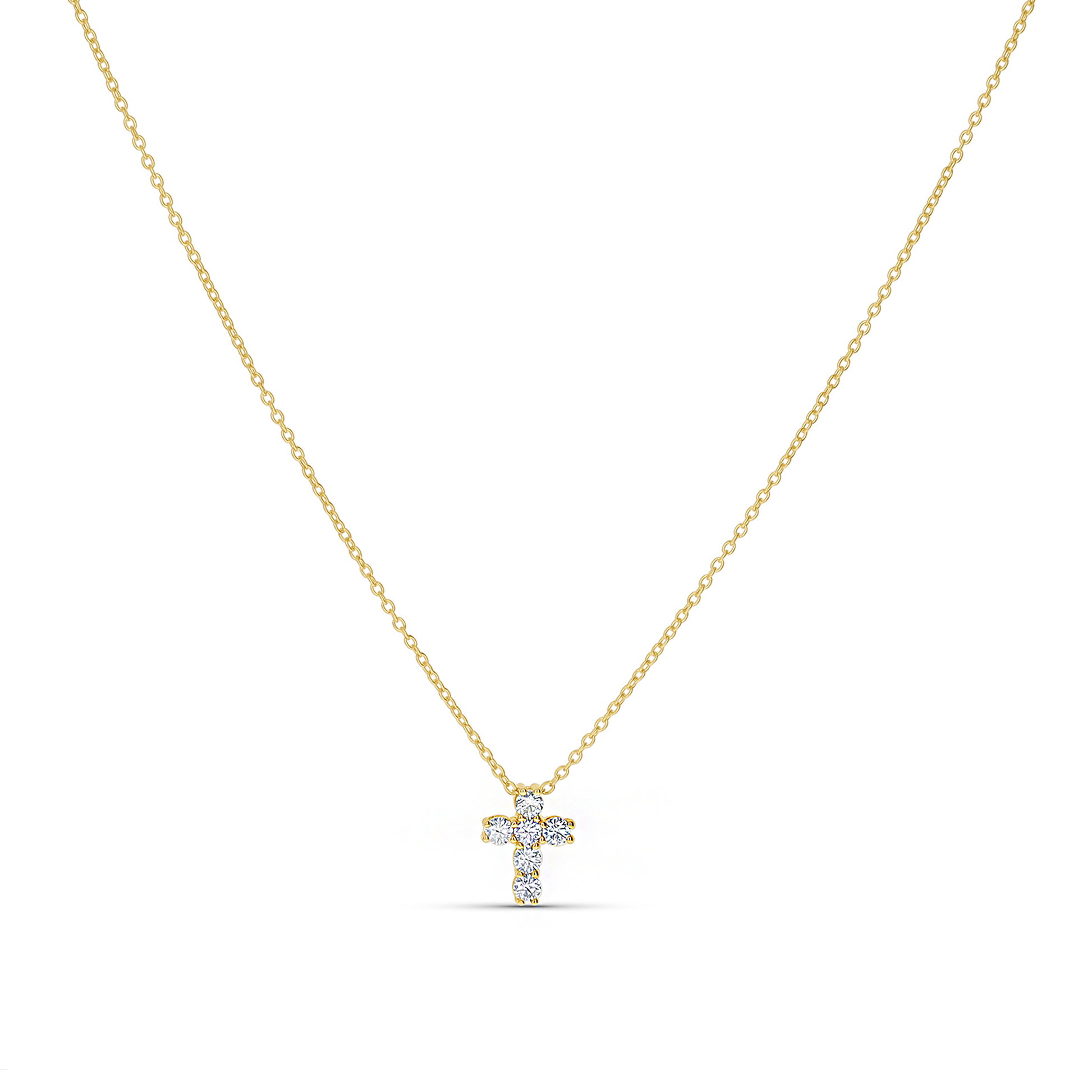 Gold Classic Diamond Like Cross Necklace from Alexandra Marks Jewelry. 