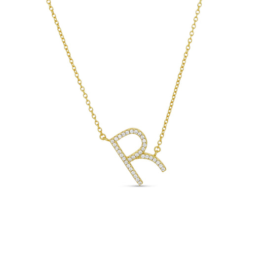 Gold Letter R Initial Necklace From Alexandra Marks Jewelry