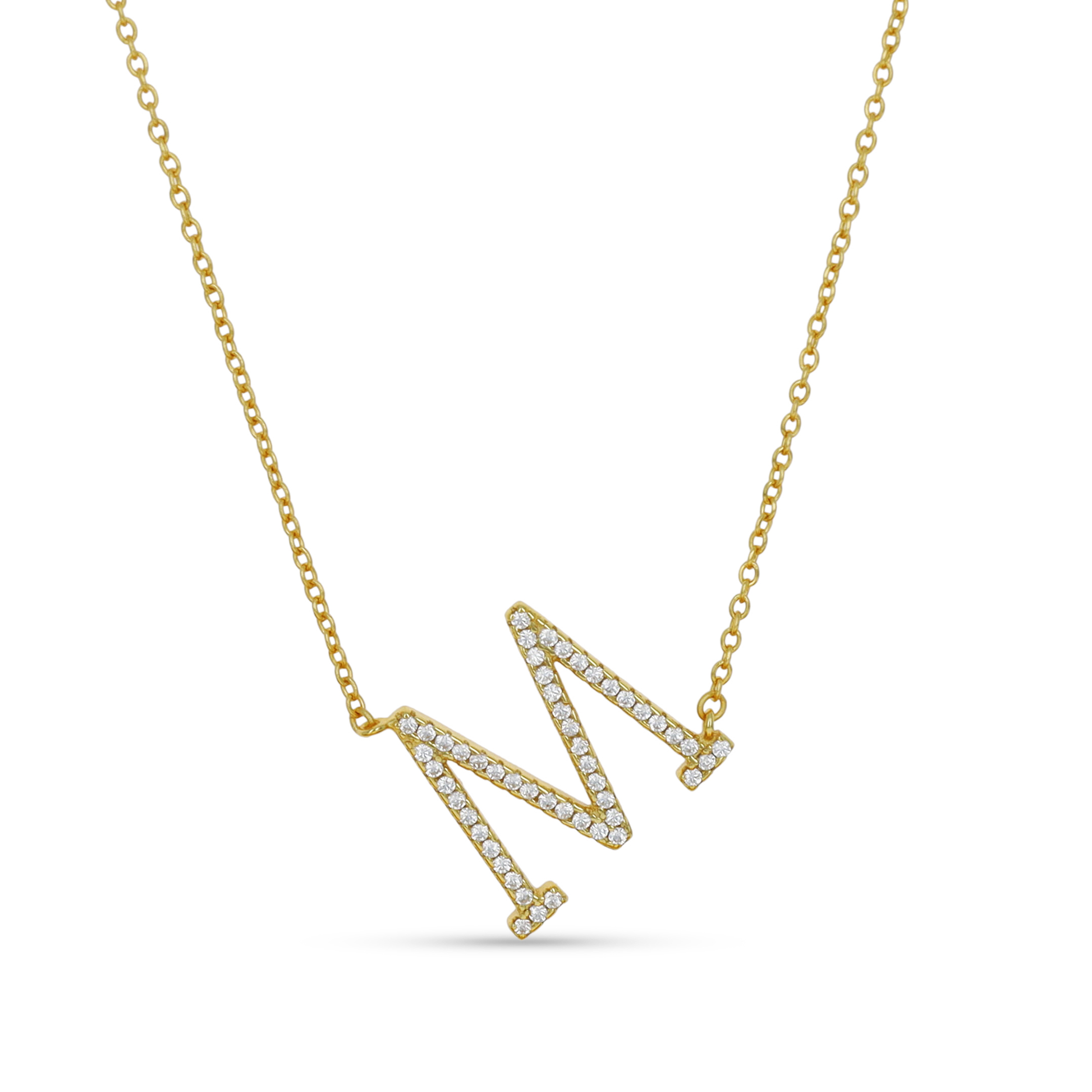 CZ Diamond Letter M Necklace from Alexandra Marks Jewelry