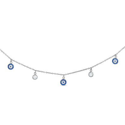 Silver Evil Eye Charm Choker Necklace from Alexandra Marks Jewelry