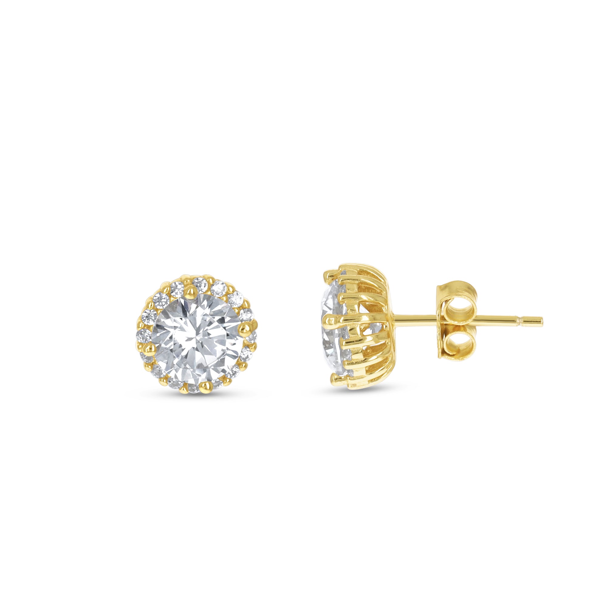 Gold Halo CZ Stud Earrings - Alexandra Marks Jewelry