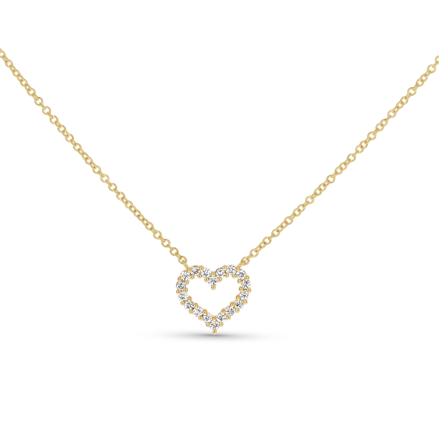 Large Diamond Open Heart Necklace in 14kt Yellow Gold From Alexandra Marks Jewelry. 