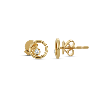 Open Diamond Circle Earrings in 14k Gold