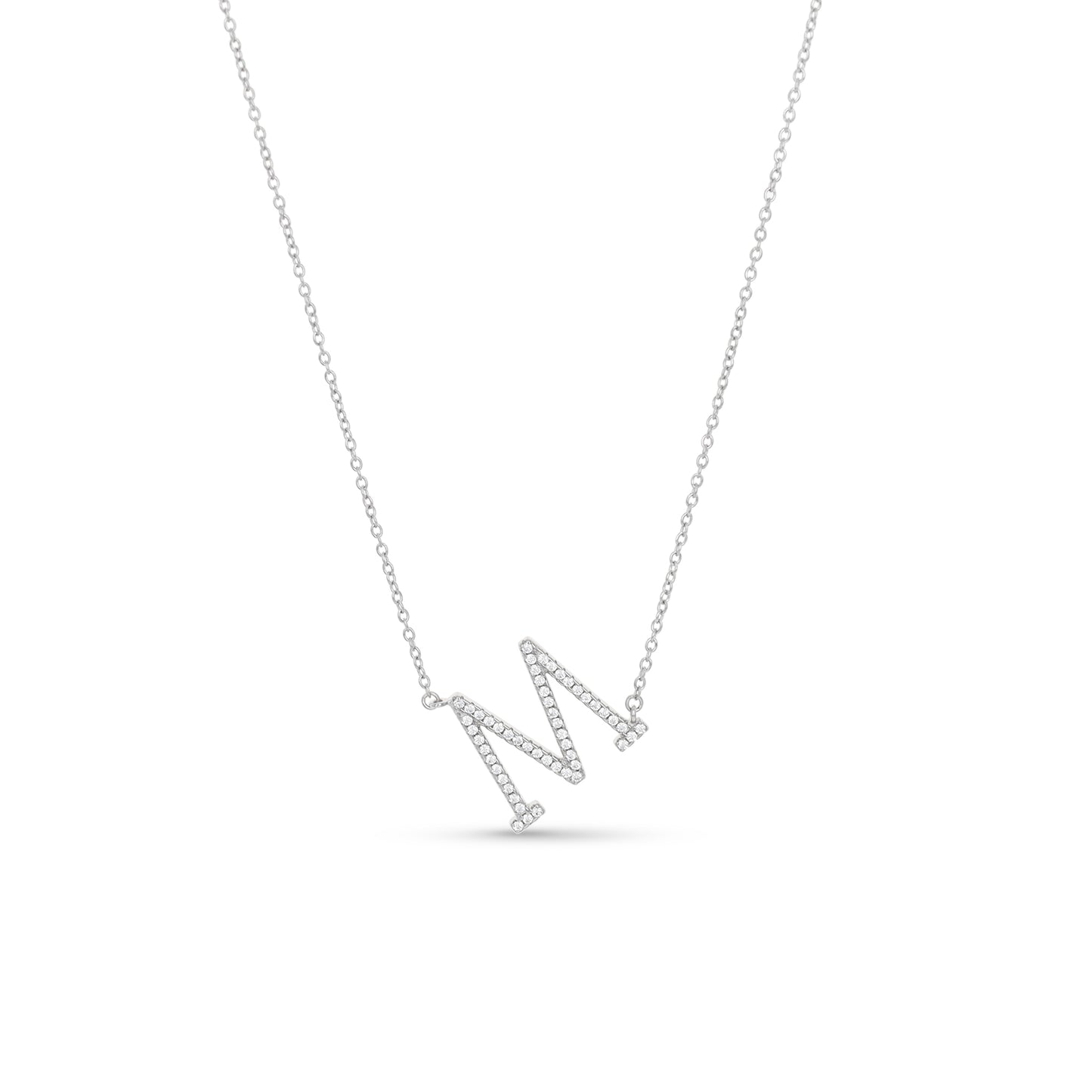 Letter M Initial Necklace in Silver | Alexandra Marks Jewelry