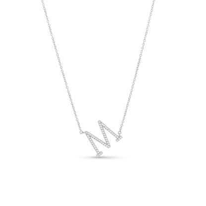 Letter M Initial Necklace in Silver | Alexandra Marks Jewelry