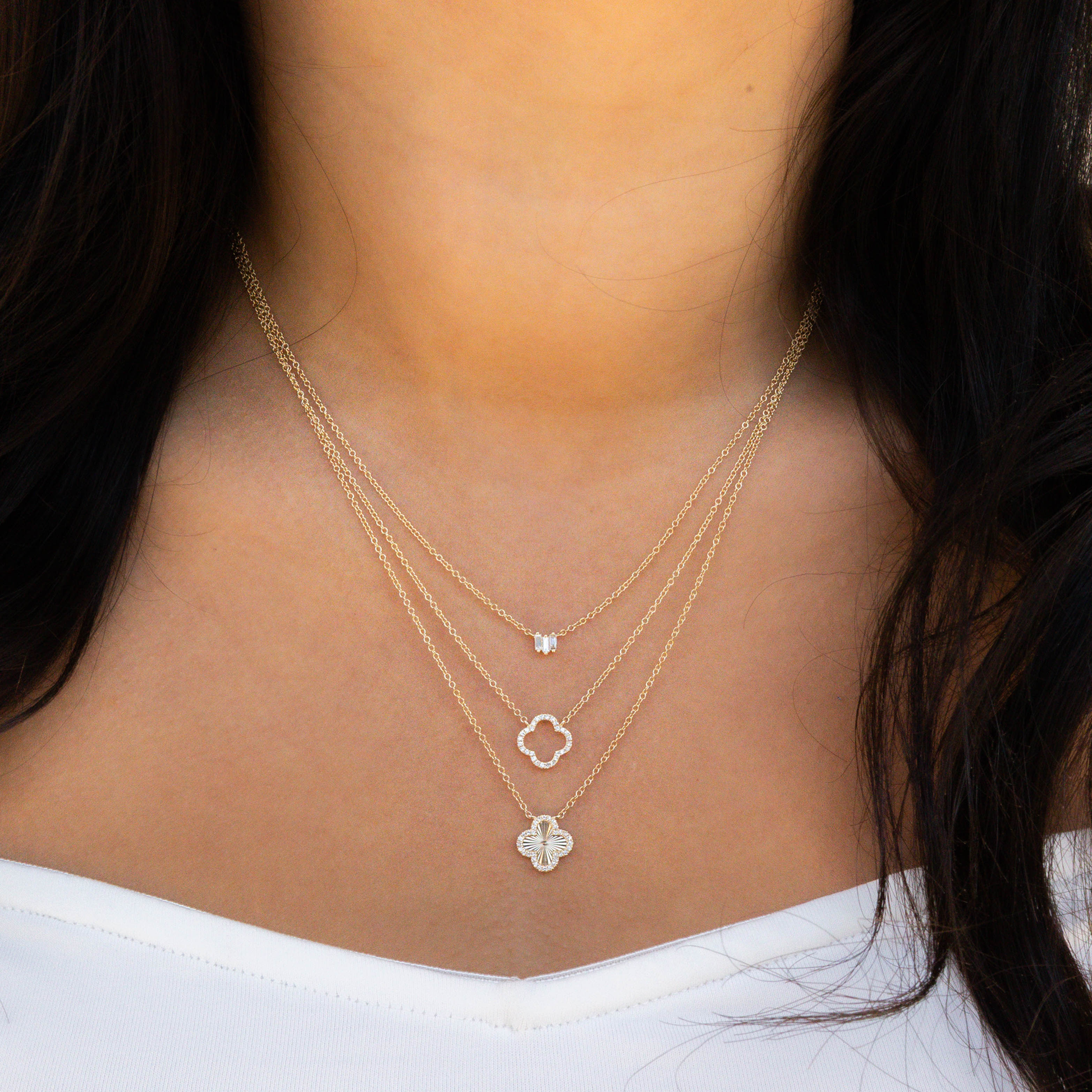Diamond Clover Necklace Stack from Alexandra Marks Jewelry