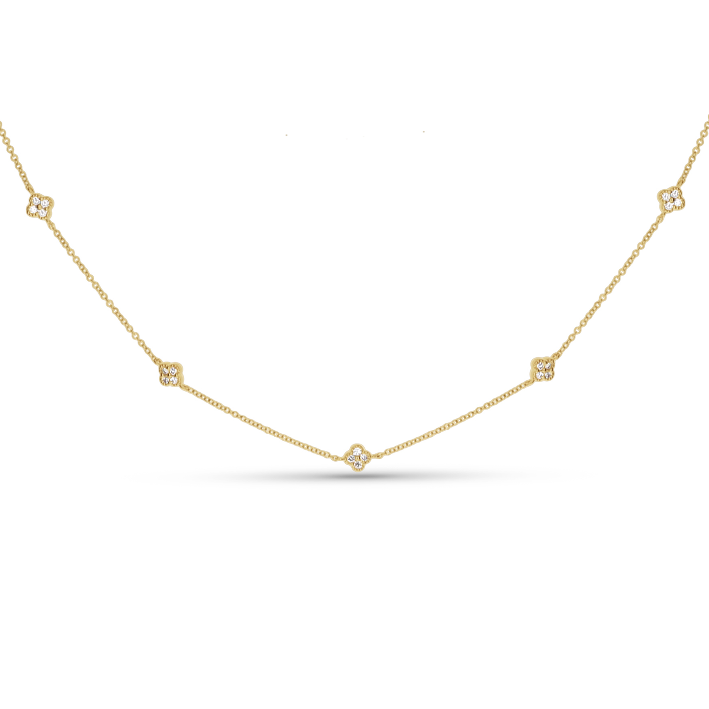 Diamond Clover Station Necklace in Gold from Alexandra Marks Jewelry