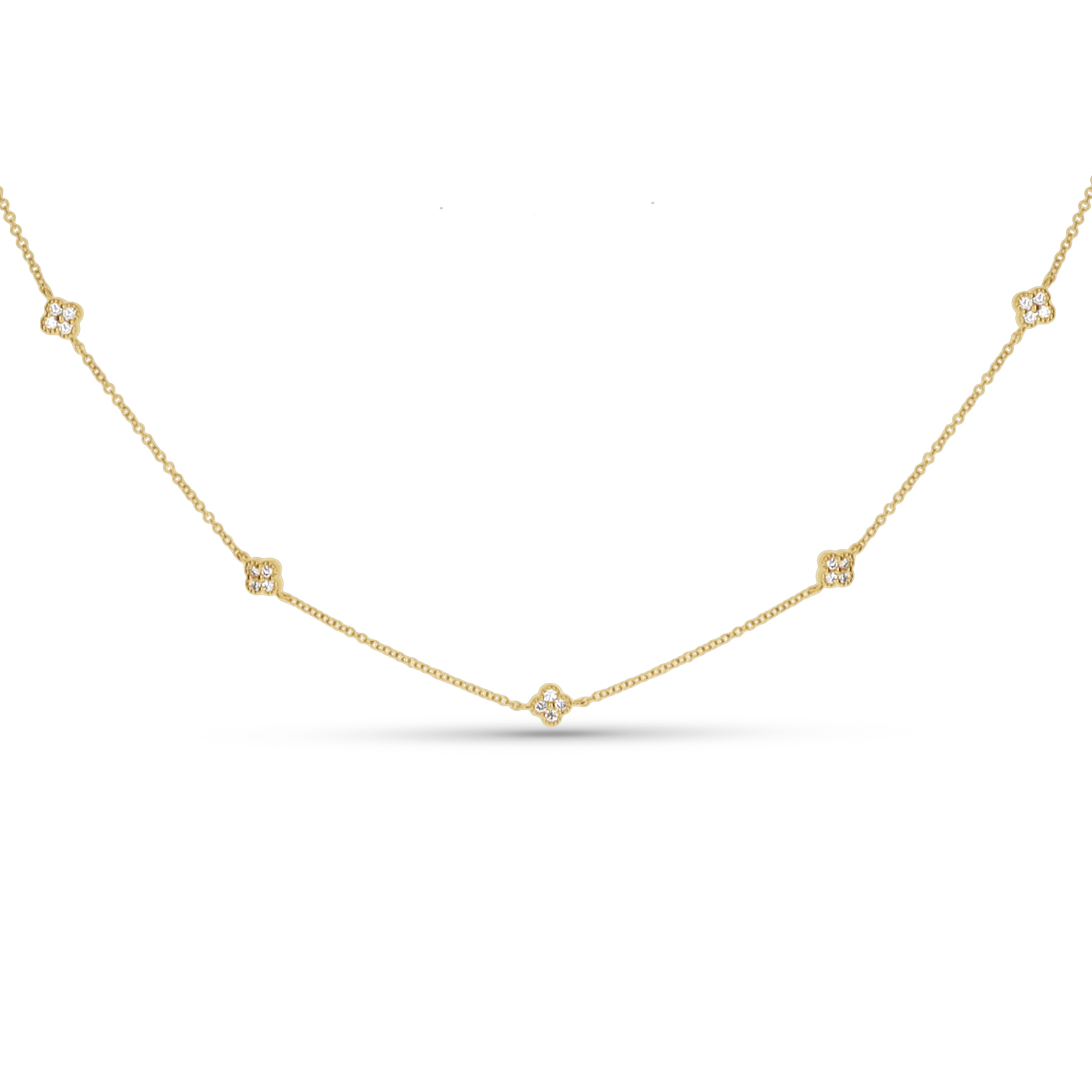 Diamond Clover Station Necklace in Gold from Alexandra Marks Jewelry