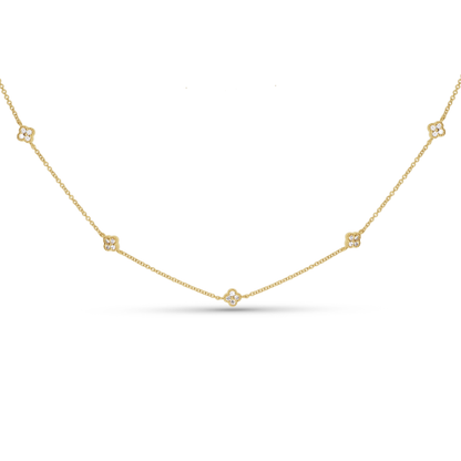 Diamond Clover Station Necklace in Gold from Alexandra Marks Jewelry