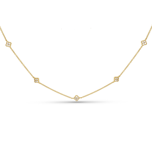 Diamond Clover Station Necklace in Gold from Alexandra Marks Jewelry