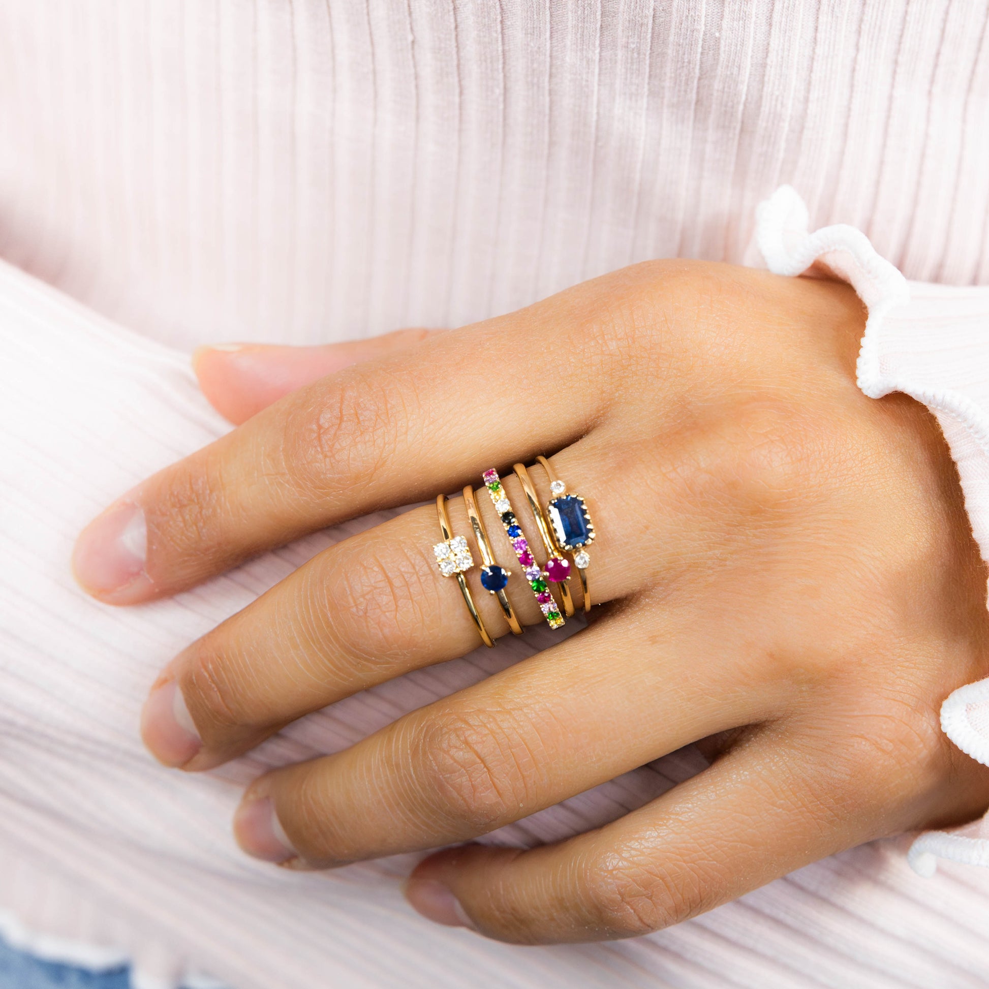 Dainty Diamond & Gemstone Gold Rings from Alexandra Marks Jewelry