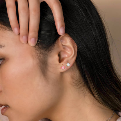 Pink Evil Eye Earrings - Alexandra Marks Jewelry