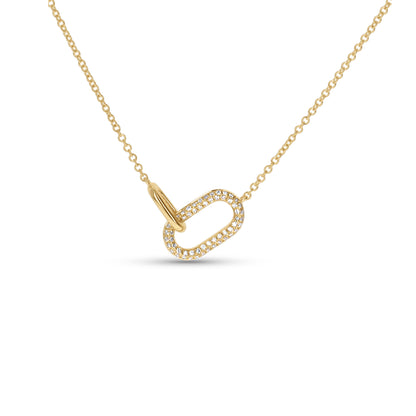 Diamond Oval Link Necklace in 14k Yellow Gold From Alexandra Marks Jewelry