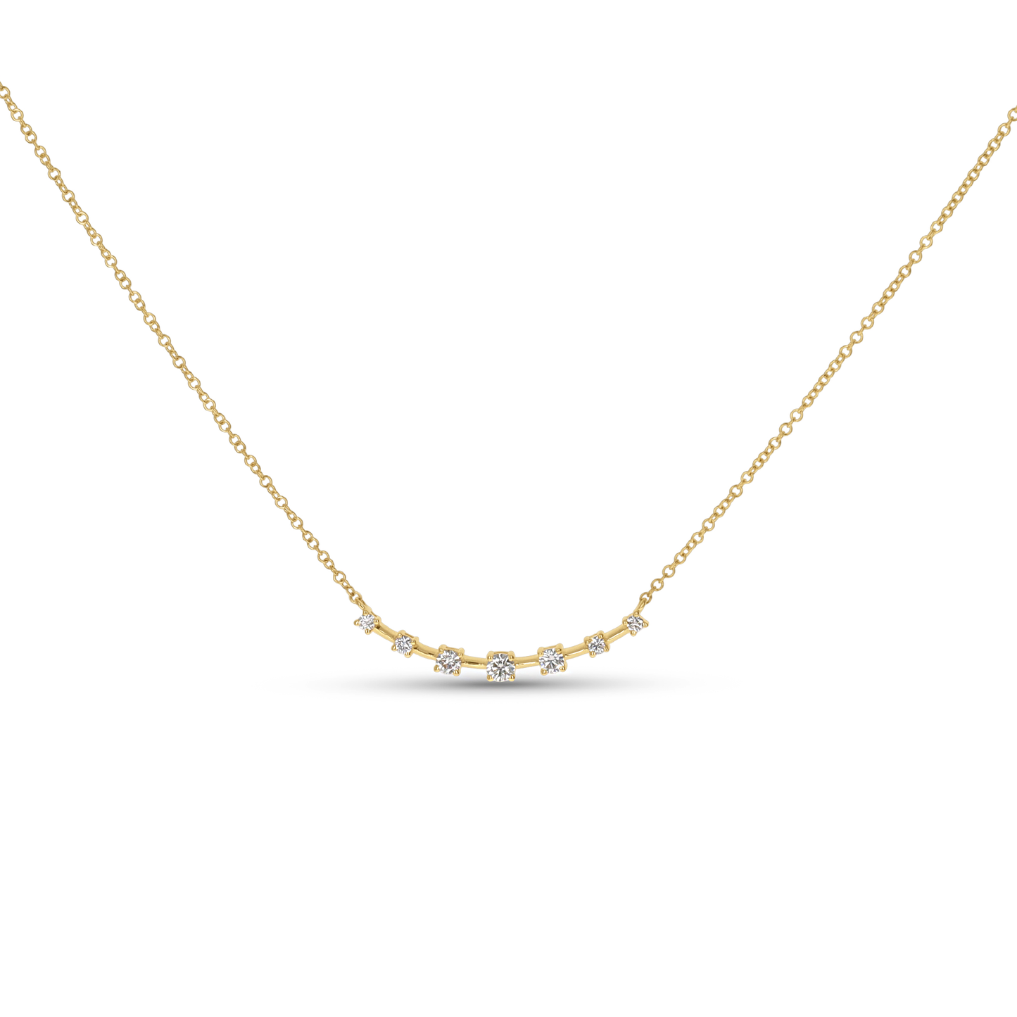 Diamond Curved Bar Necklace in 14kt Yellow Gold