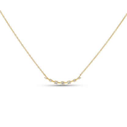 Diamond Curved Bar Necklace in 14kt Yellow Gold
