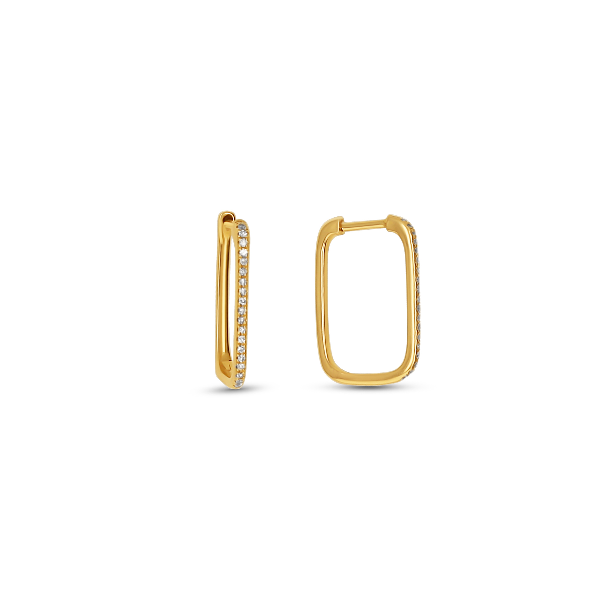 Modern Diamond Hoop Earrings in 14kt Gold | Alexandra Marks Jewelry