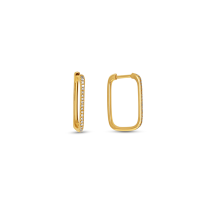 Modern Diamond Hoop Earrings in 14kt Gold | Alexandra Marks Jewelry