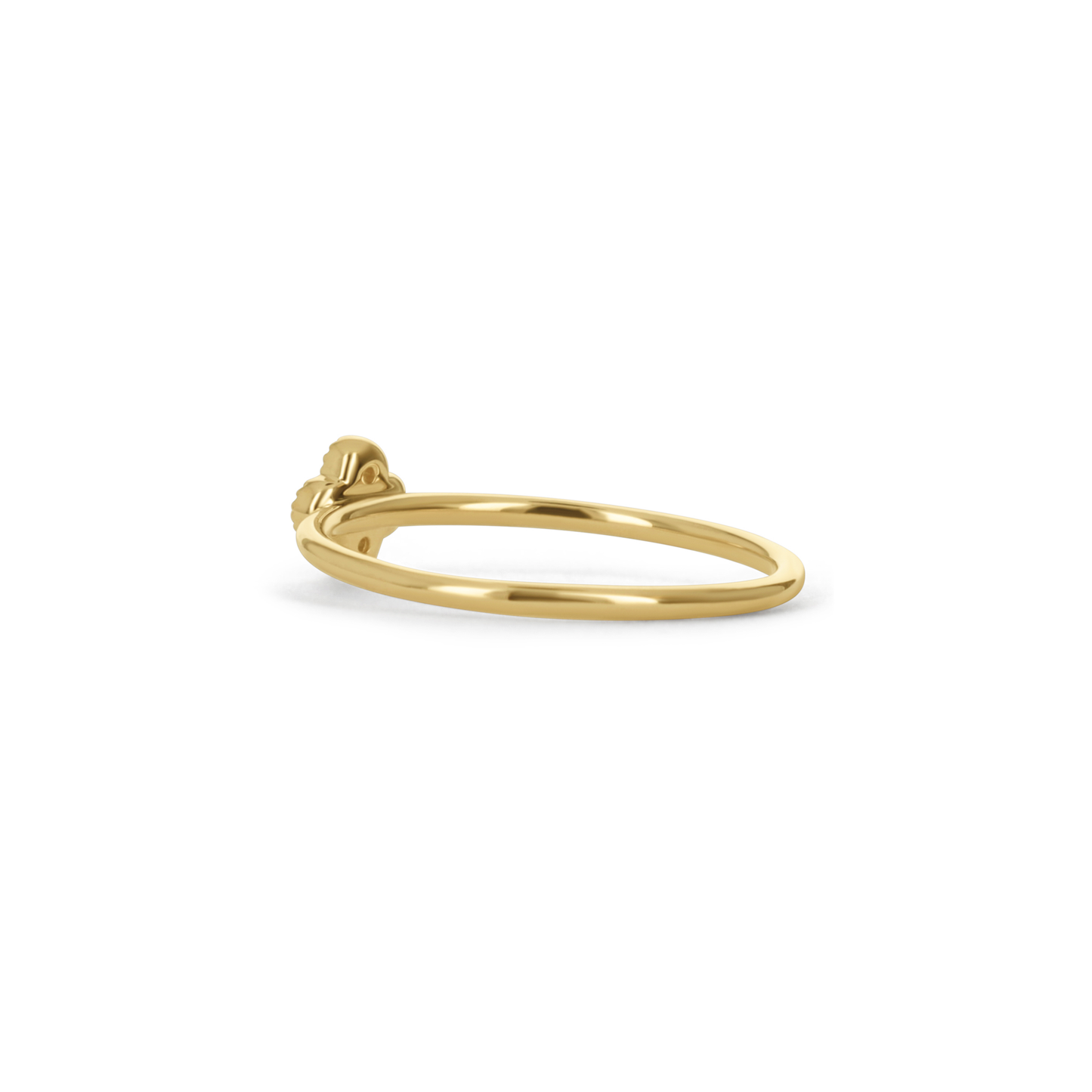 Tiny Diamond Clover Ring in Yellow Gold.