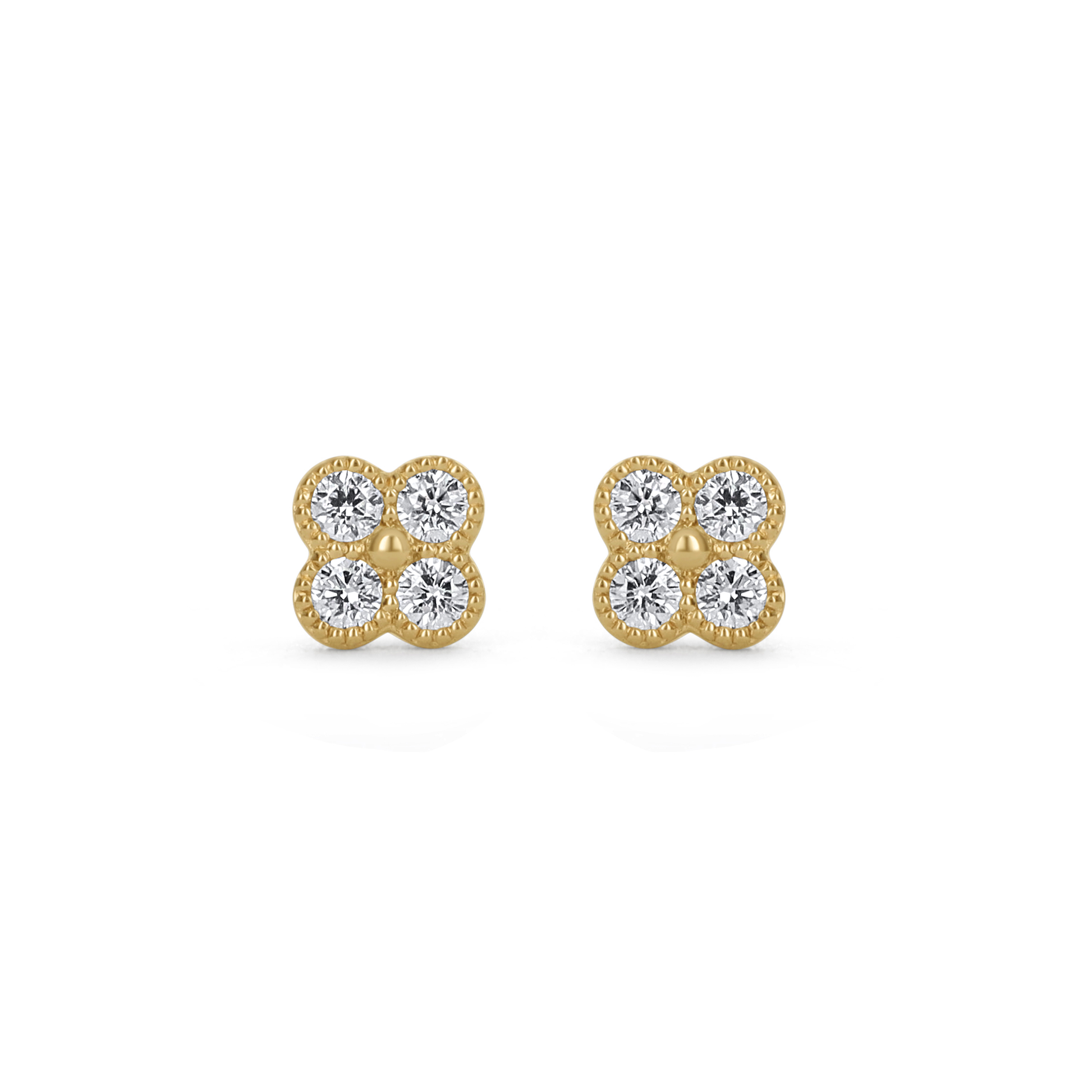 Diamond Clover Earrings in Yellow Gold from Alexandra Marks Jewelry