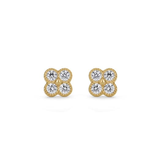 Diamond Clover Earrings in Yellow Gold from Alexandra Marks Jewelry