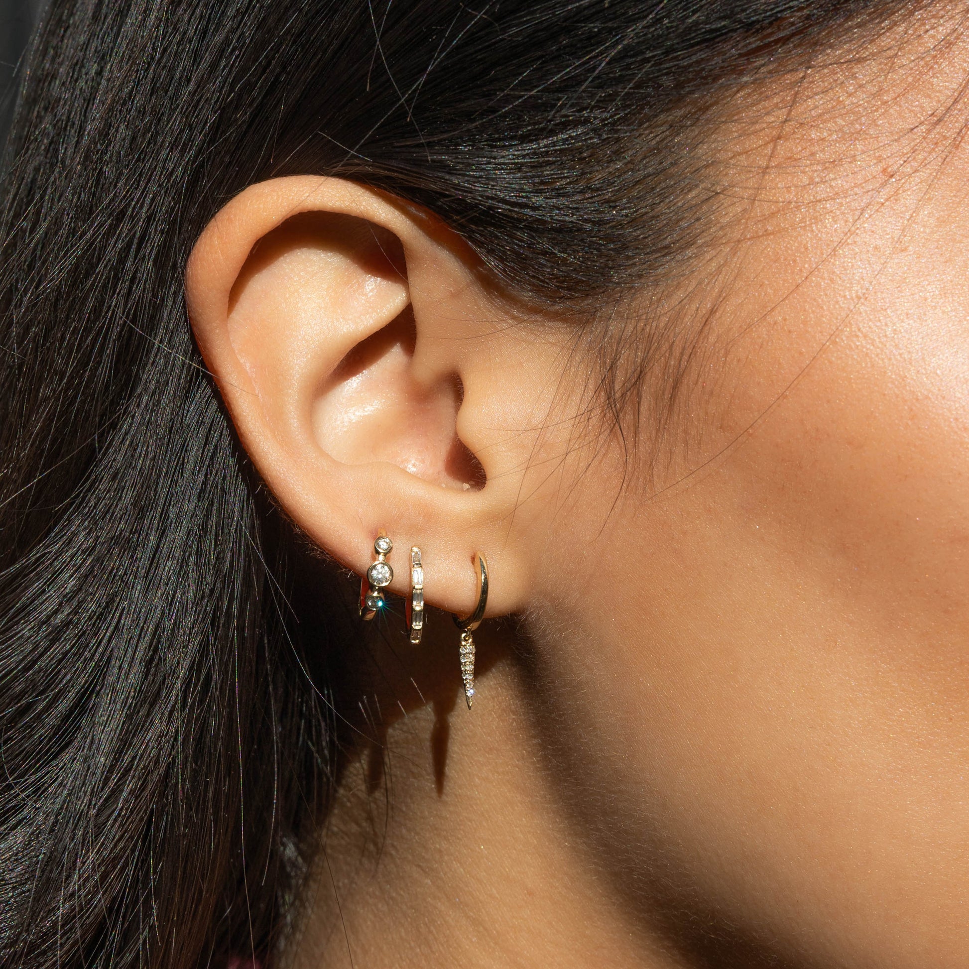 Diamond Hoop Earrings in 14kt Yellow Gold from Alexandra Marks Jewelry