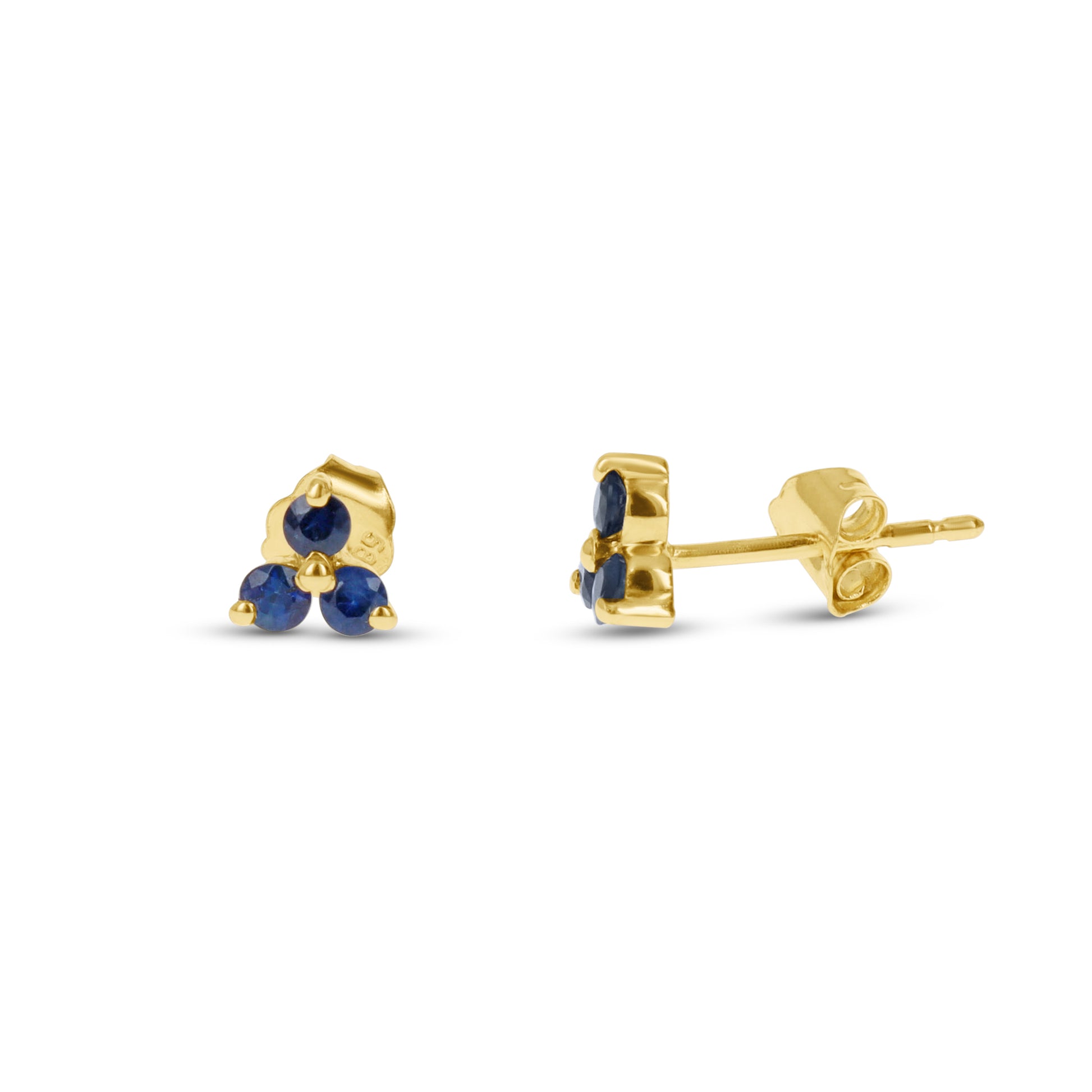 Dainty Sapphire Birthstone Stud Earrings in Gold 