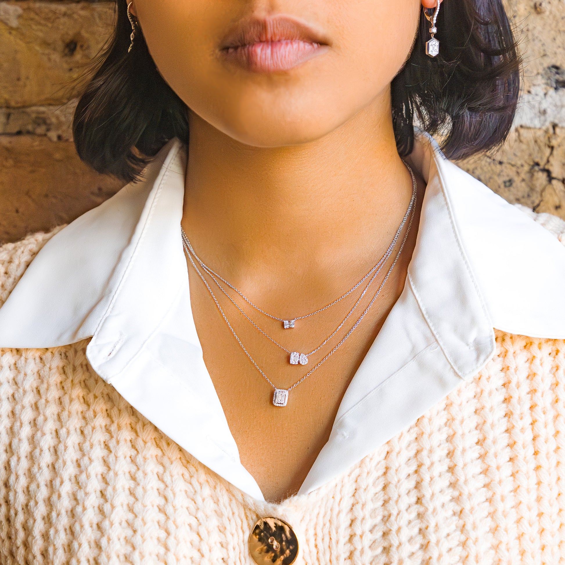 Mini Mixed Diamond Necklace 14kt White Gold Alexandra Marks Jewelry