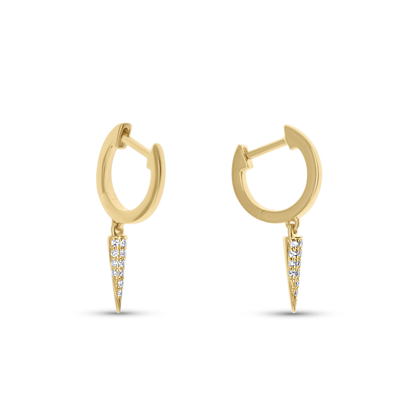 Gold hoop earrings with spike designs on a white background