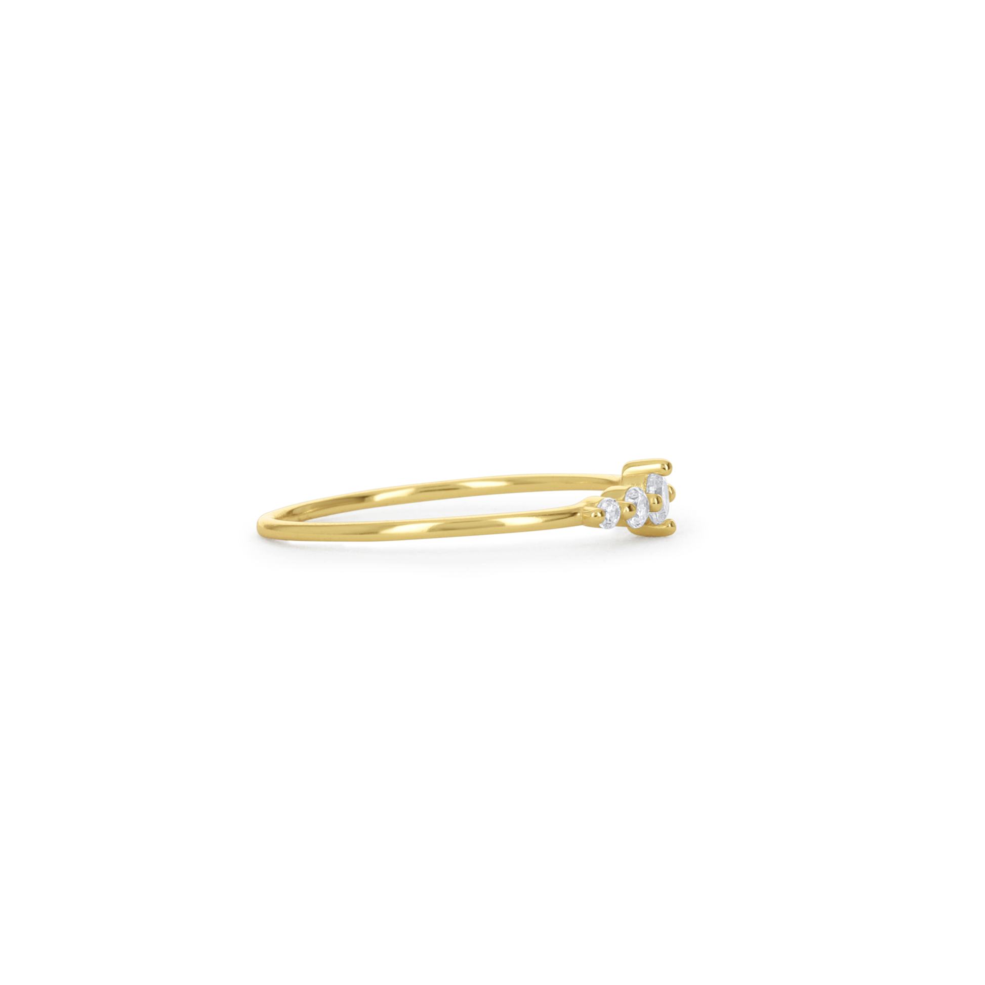 Thin Gold Ring With CZ Stones.