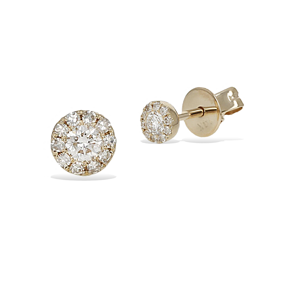 Small Diamond Halo Stud Earrings in 14kt Gold - Alexandra Marks Jewelry