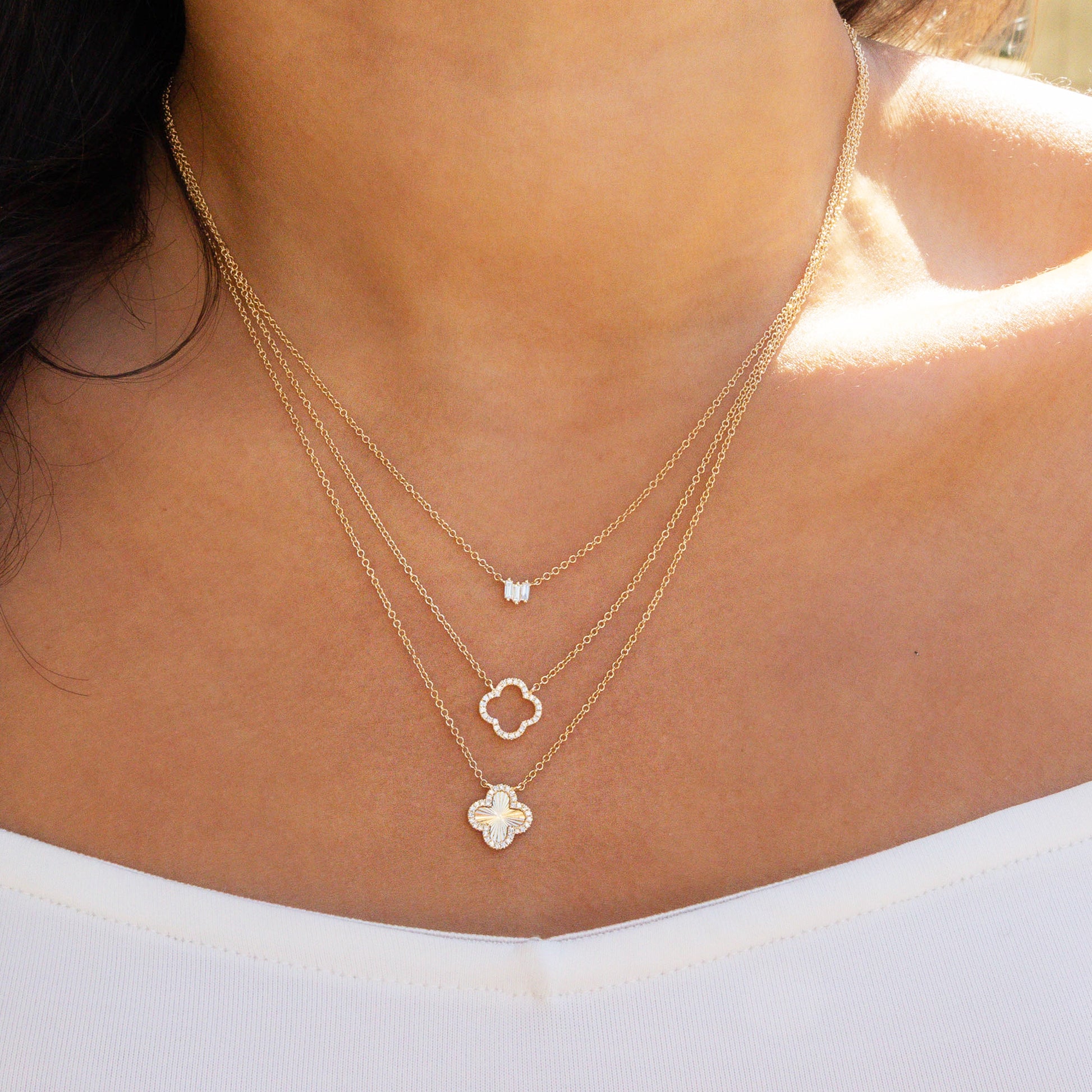 Diamond Clover Necklaces in Gold from Alexandra Marks Jewelry