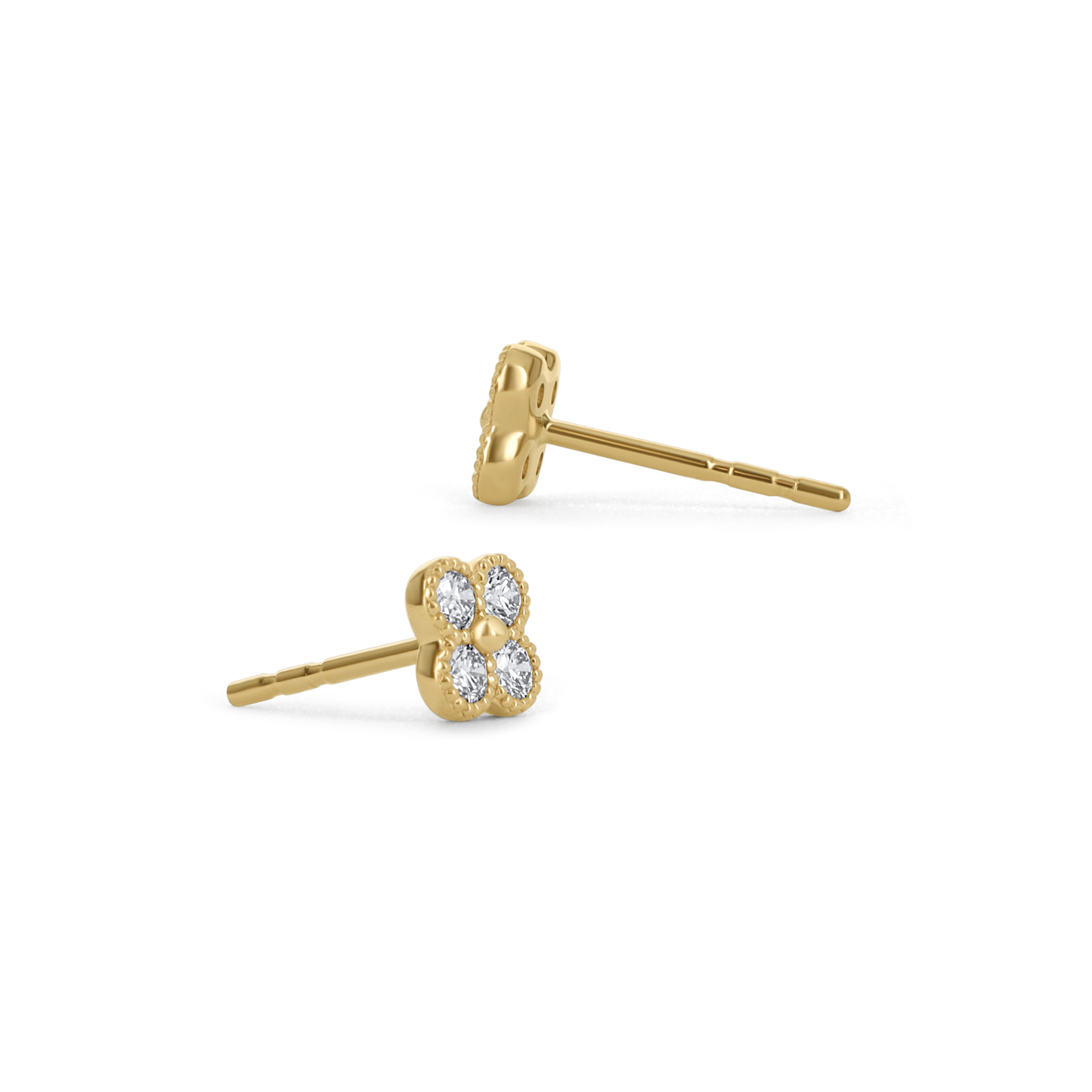 Designer Diamond Clover Stud Earrings