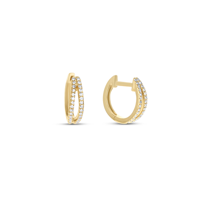 Dainty Open Diamond Hoop Earrings in Yellow Gold From Alexandra Marks Jewelry. 