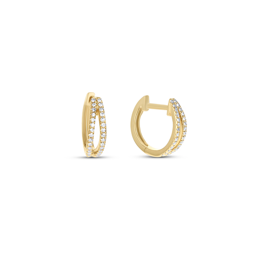 Dainty Open Diamond Hoop Earrings in Yellow Gold From Alexandra Marks Jewelry. 