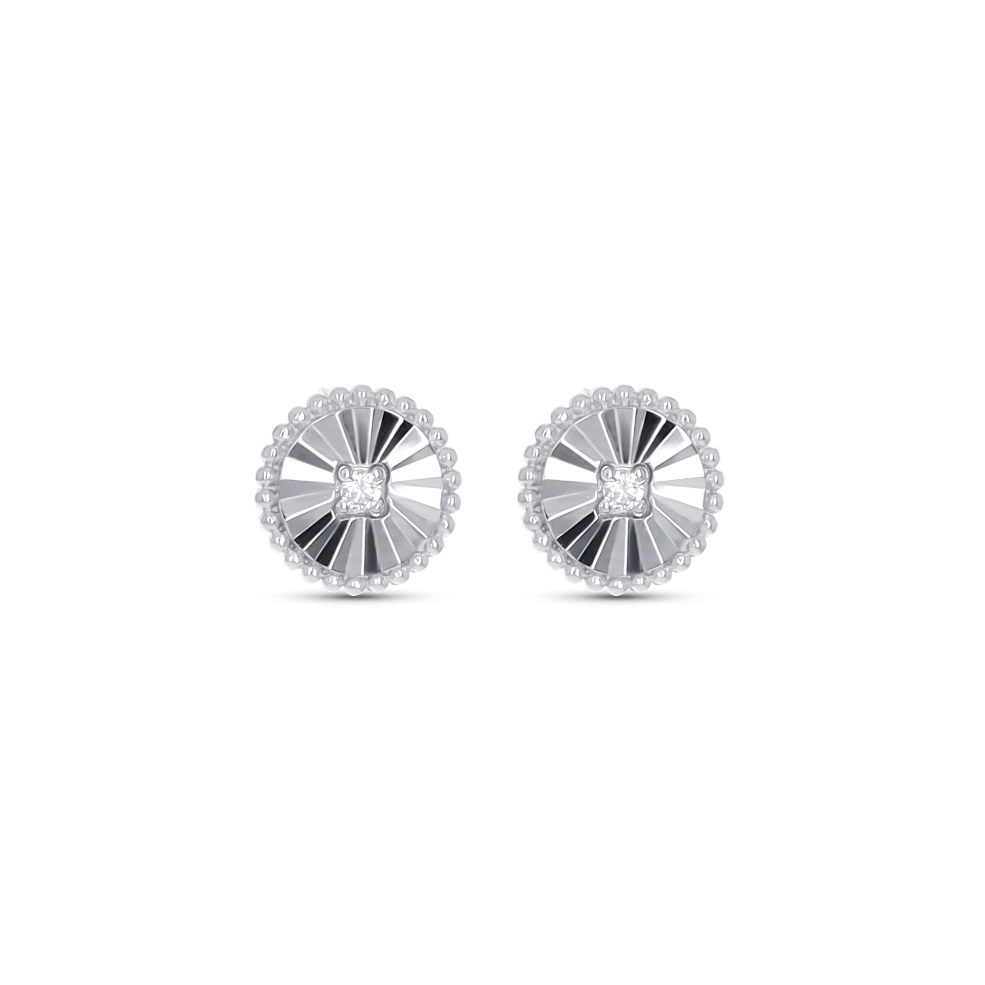 Silver Diamond Cut Disc Stud Earrings - Alexandra Marks