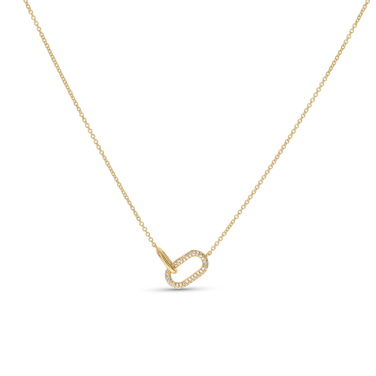 Gold Interlocking Oval Diamond Necklace from Alexandra Marks Jewelry